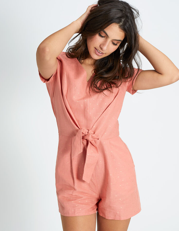Combi short pastèque en lin imprimé or I.Code-3