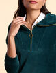 I.Code Midnight green ribbed velvet dress-4