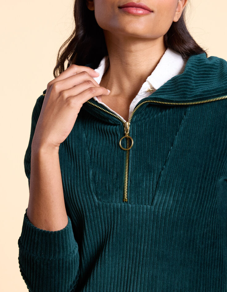 I.Code Midnight green ribbed velvet dress-4