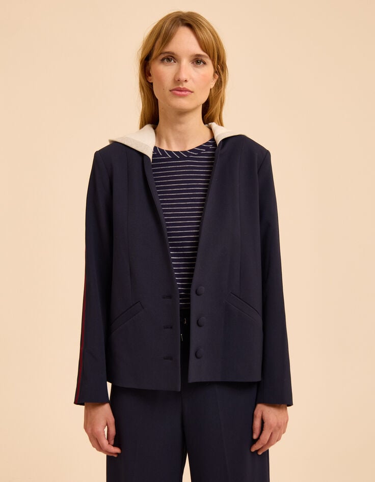 Blazer azul marino capucha felpa extraíble I.Code-2