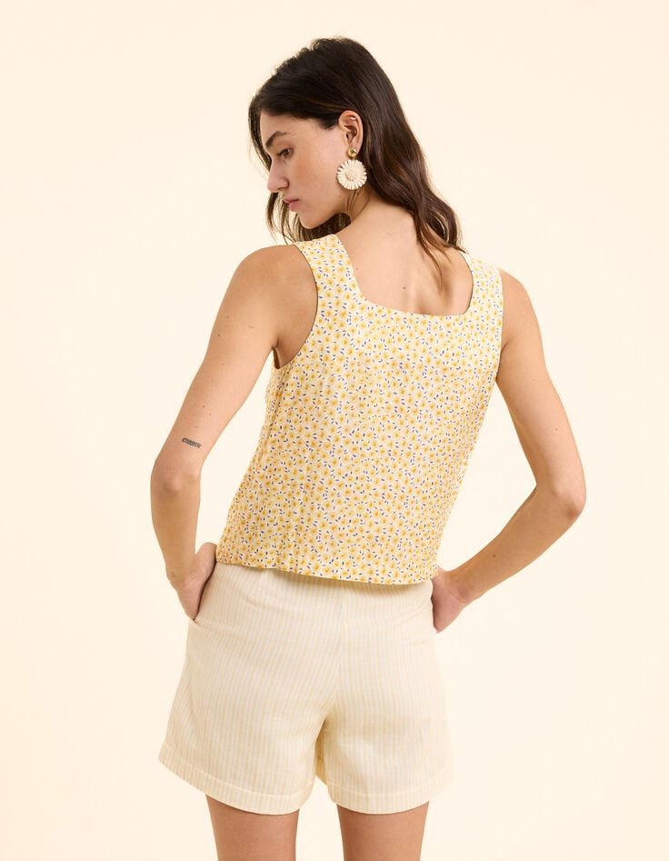 Top à bretelles imprimé fleurs jaunes I.Code-3 Top à bretelles imprimé fleurs jaunes I.Code-3