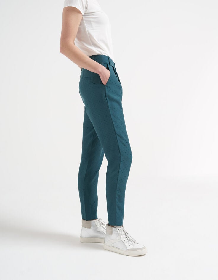 Geklede broek sea green stippen en hartjes I.Code-1