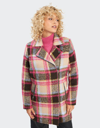 Manteau flash pink à carreaux esprit motard I.Code