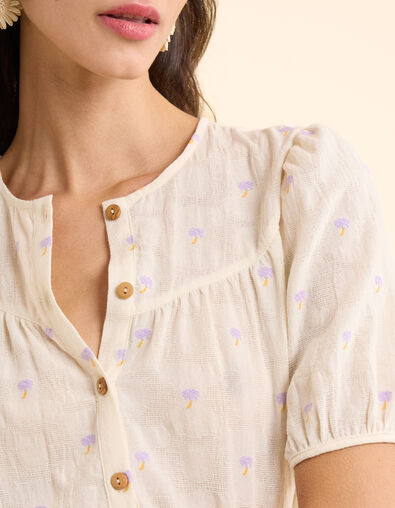 Ecru Hemd Jacquard Stick Palmen I.Code
