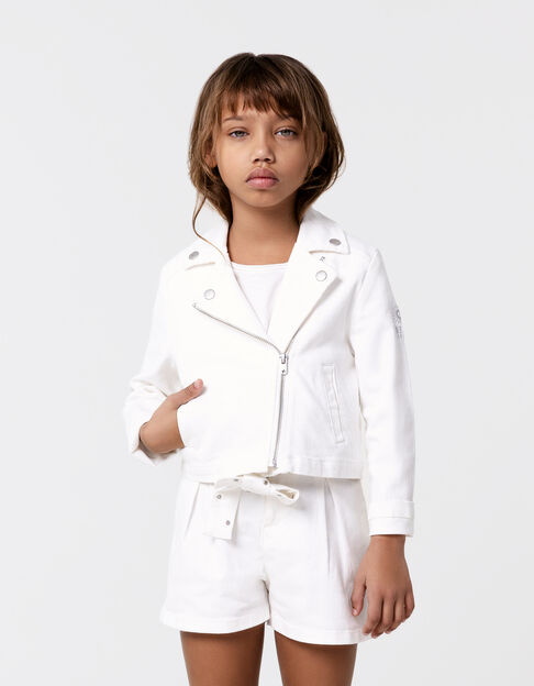 Veste en jean écru esprit motard fille - IKKS