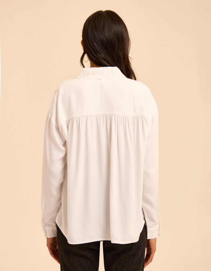Ecru hemdblouse maxi geborduurde kraag I.Code-3