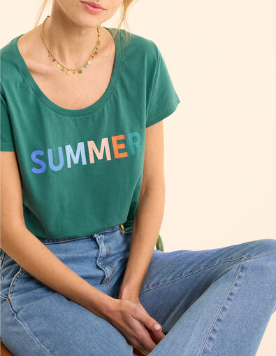 T-shirt manches courtes vert message color&eacute; I.Code