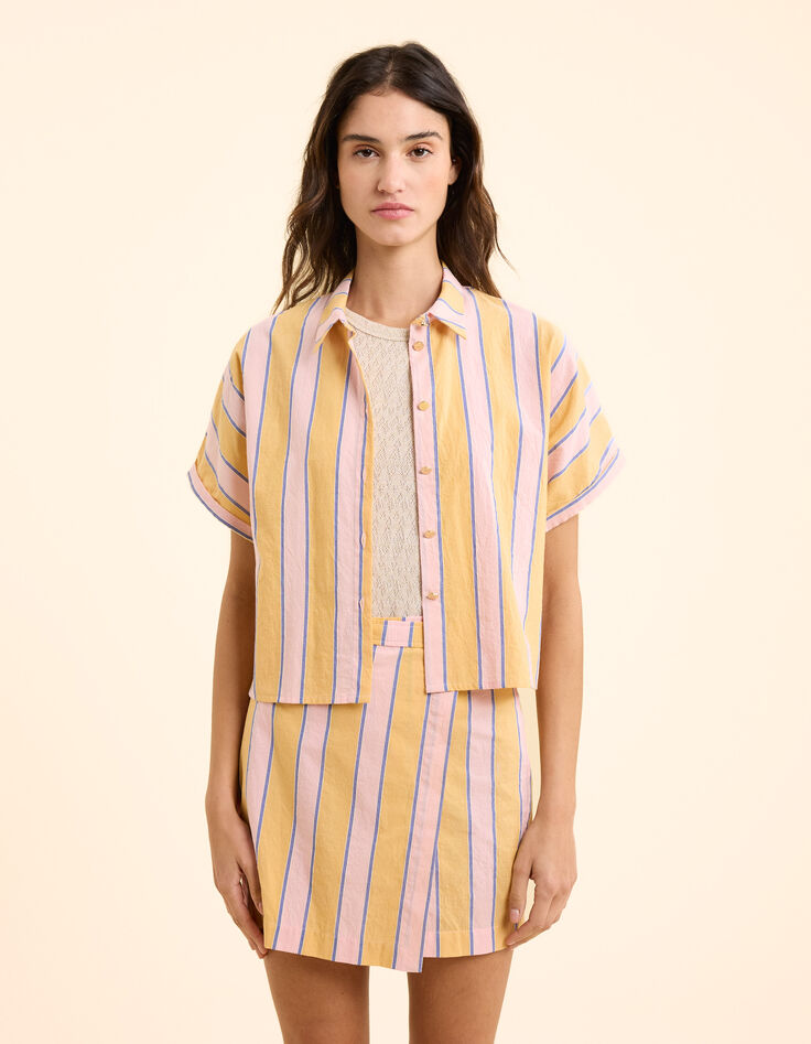 Camisa manga corta amarilla rayas I.Code-4