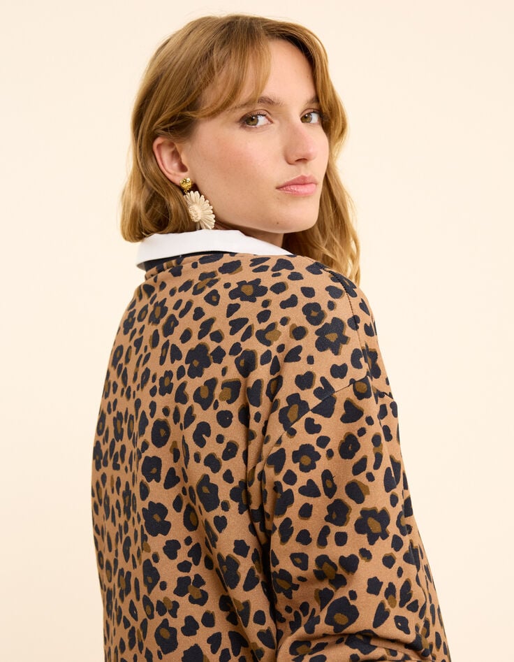 Leoparden-Sweatshirt mit Herz-Stickerei I.Code-3