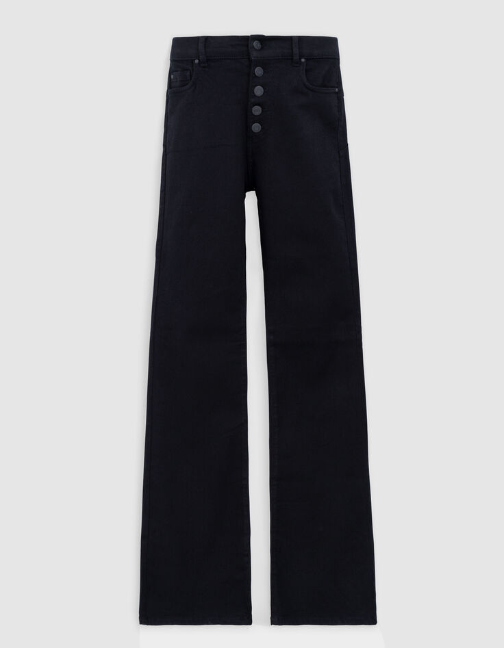Schwarze Schlagjeans hoher Taille von Waterless f&uuml;r Damen-5