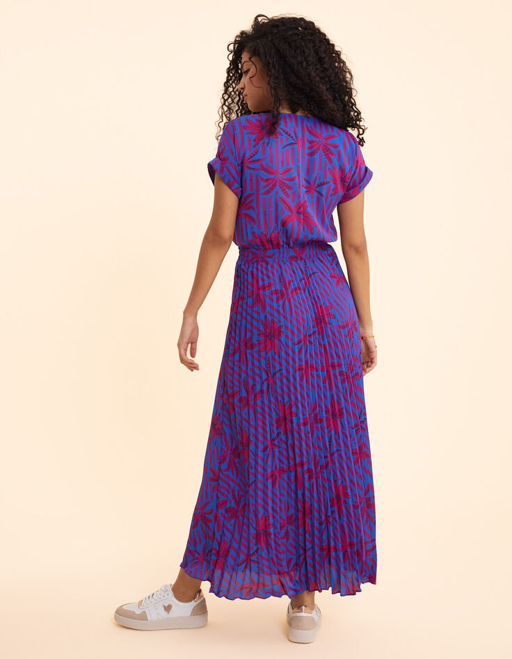 Robe longue indigo imprimé palmiers I.Code-4