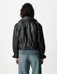 Veste oversize noire cuir coulisse taille Femme-3