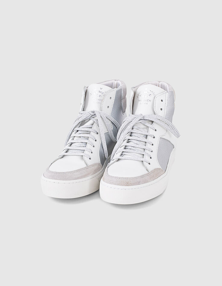 I.Code silver and white high-top trainers-2