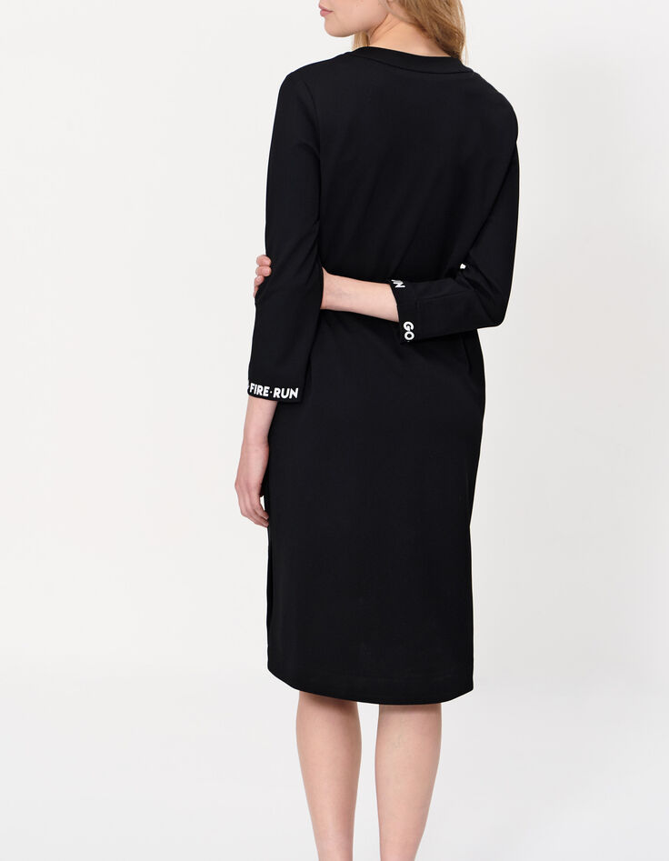 Vestido negro punto mensaje mangas I.Code-3