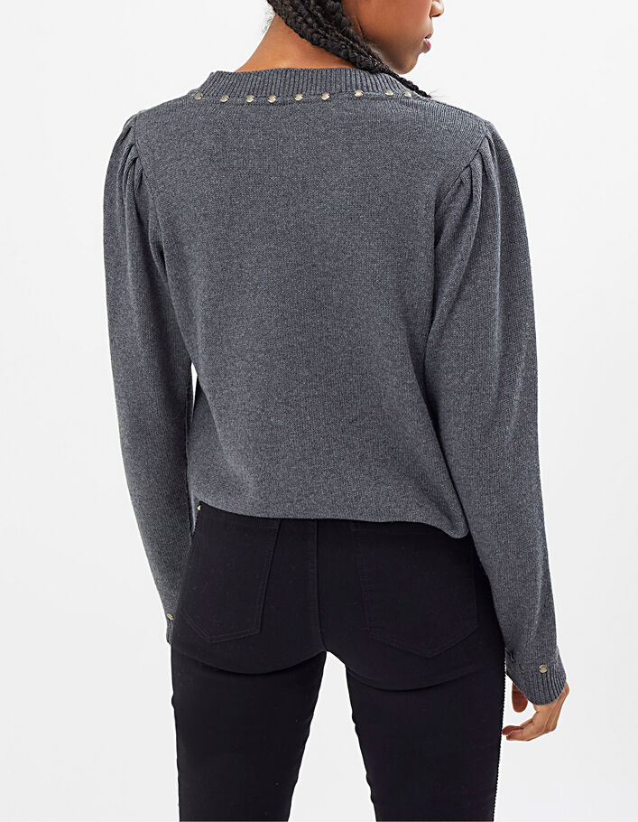 I.Code grey marl sweater with studded collar - I.CODE
