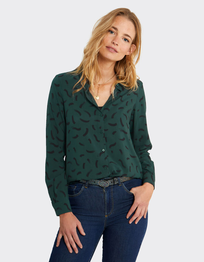 Chemise vert impérial à imprimé vagues I.Code -2
