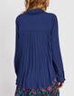 Indigoblaue, flie&szlig;ende Bluse mit plissiertem R&uuml;cken I.Code-3
