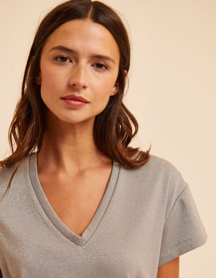 T-shirt gris maille métallisée I.Code-2