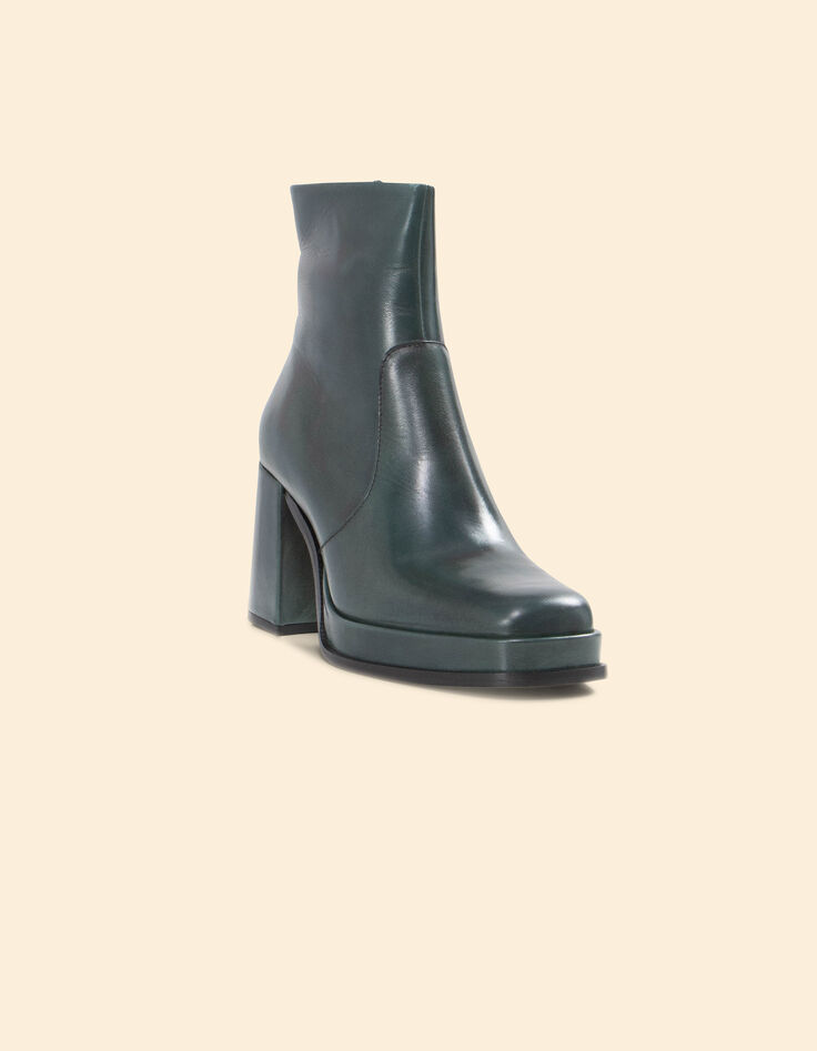 I.Code night green leather boots-2