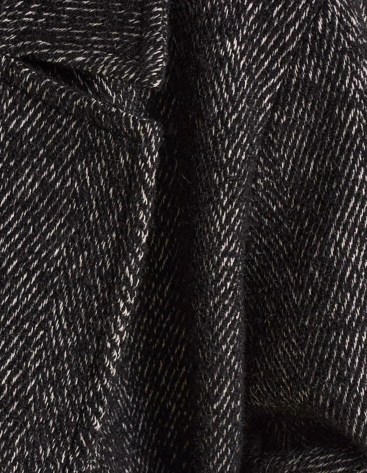 Manteau long noir lainage chiné I.Code-7