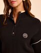 I.Code black ribbed knit sporty zip-neck sweater-4