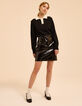 I.Code black vinyl short skirt-1