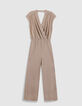 Beige Fischgr&auml;ten-Lurex-Hosenanzug f&uuml;r Frauen-7