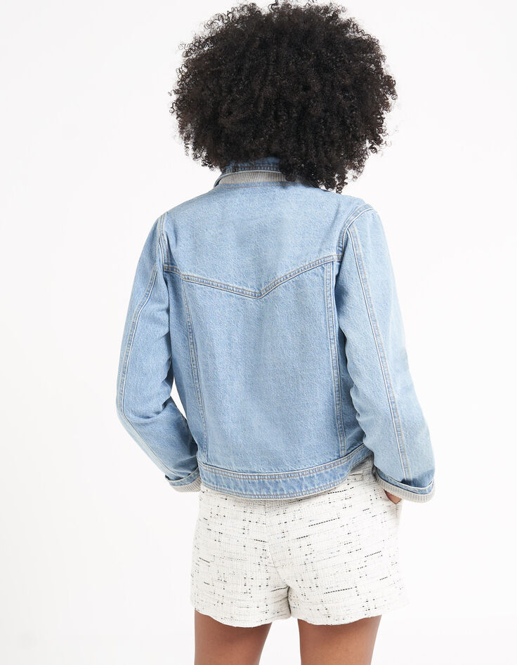 Veste en jean bleached à col amovible I.Code-3