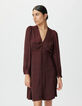 Bordeauxrotes Damenkleid bezogene Kn&ouml;pfe-3