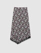 Asymmetrischer langer Rock mit bordeauxfarbenem Paisleymuster Damen-7