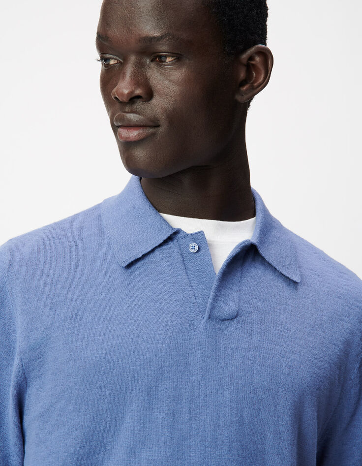 Poloshirt kurzarm blau geflammt Mesh Herren-4