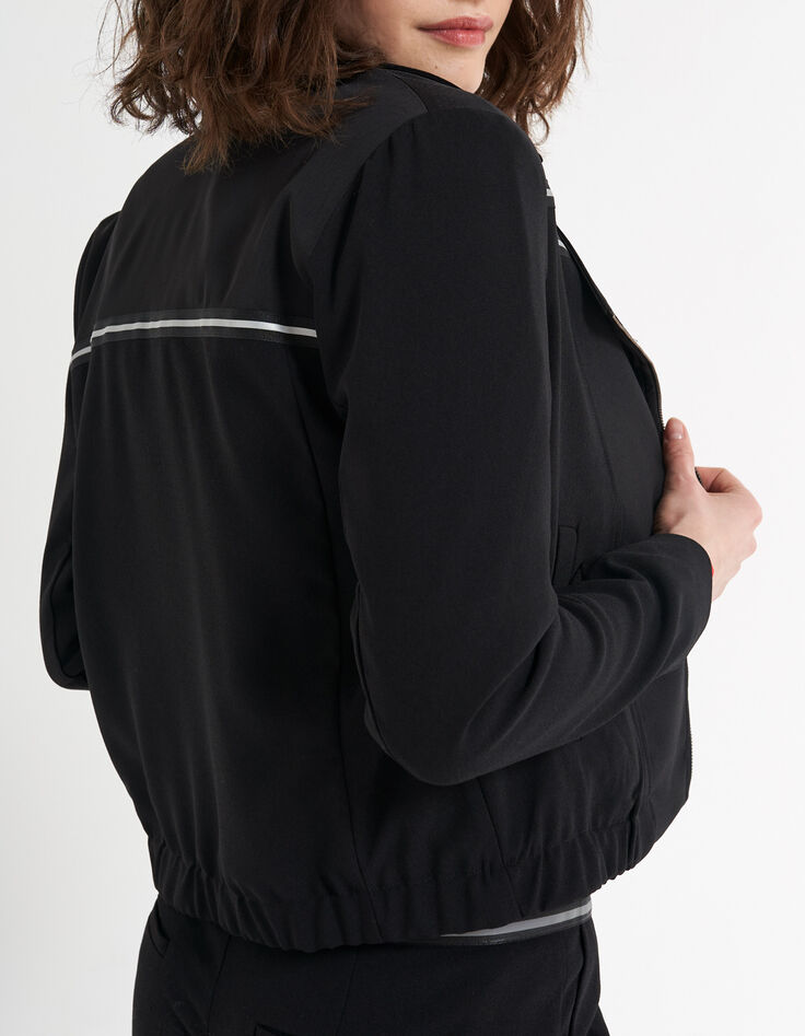 Veste noire esprit motard en crêpe I.Code-3 Veste noire esprit motard en crêpe I.Code-3