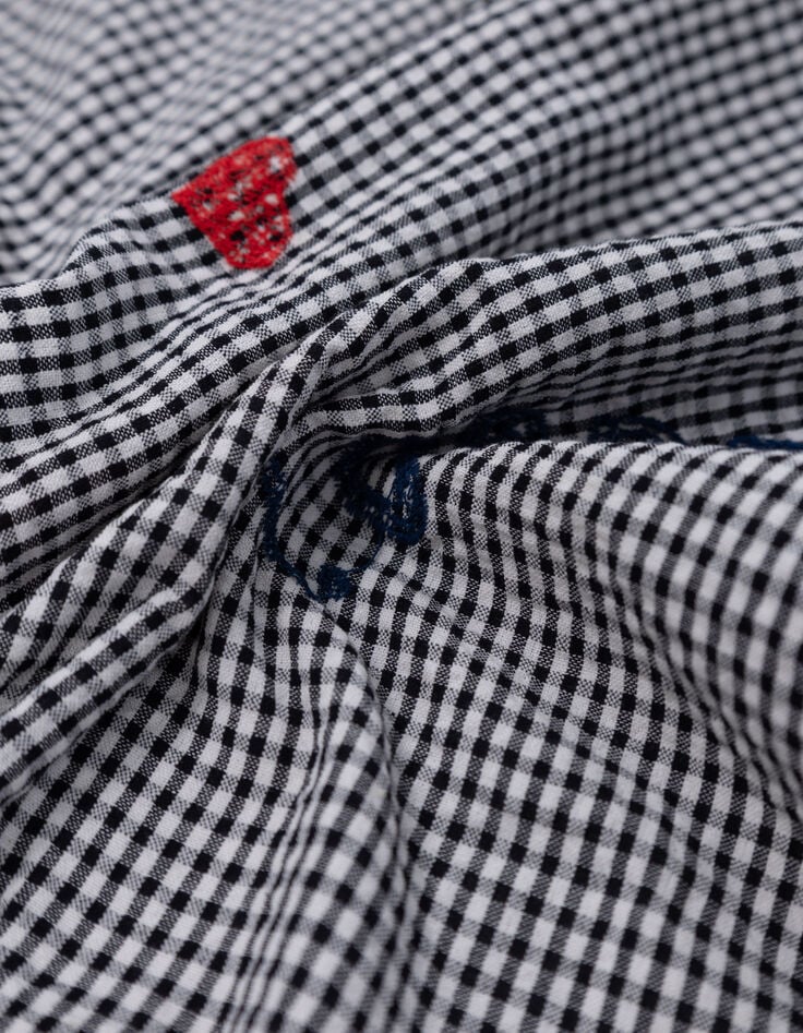 Foulard écru motif vichy broderies couleur I.Code-5