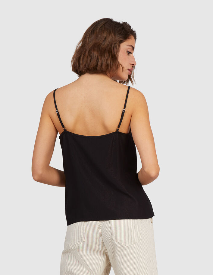 Top noir esprit lingerie décor boutons I.Code-3