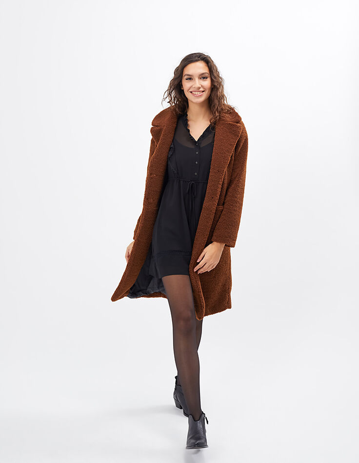 Zwarte jurk met ruches en kant I.Code-6