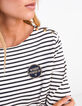 Camiseta marinera blanco roto, azul marino y dorado I.Code-4