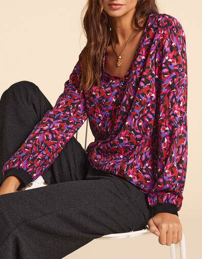 I.Code black camouflage print blouse color