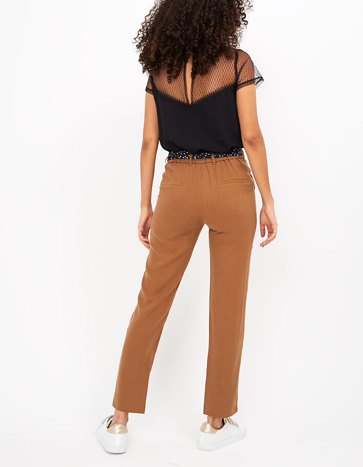 I.Code sand polka dot and palm belted flowing trousers - I.CODE