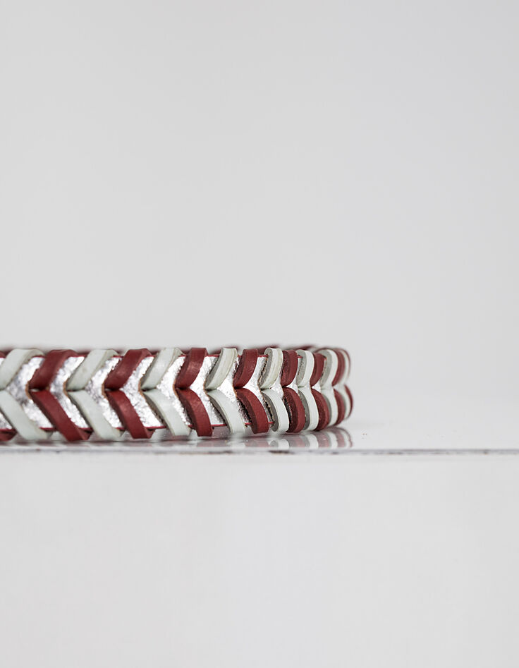 Ceinture rouge céleste en cuir à tressage chevrons I.Code-2