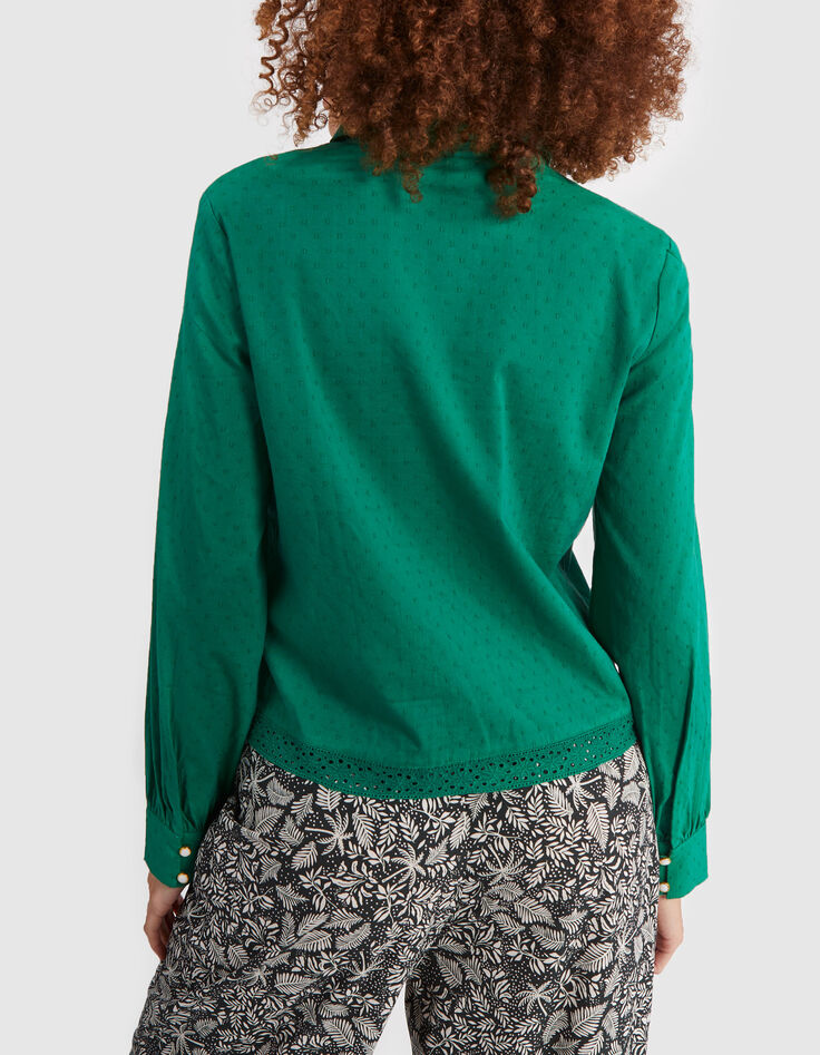 Chemise vert prairie jacquard et broderie I.Code -2 Chemise vert prairie jacquard et broderie I.Code -2