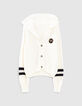 Gebroken wit gebreid vest met gestreepte mouwen I.Code-5