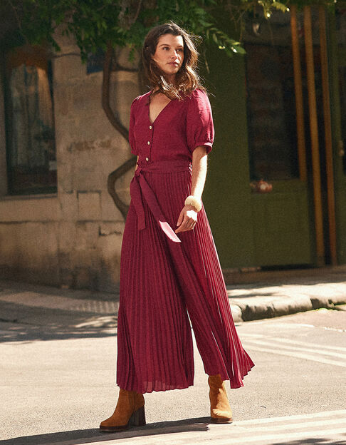 Pantalón ancho rosa plisado I.Code