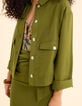 I.Code khaki flowing jacket with buttoned pockets-6
