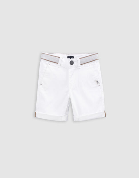 Boys’ white Bermuda shorts with contrasting belt - IKKS