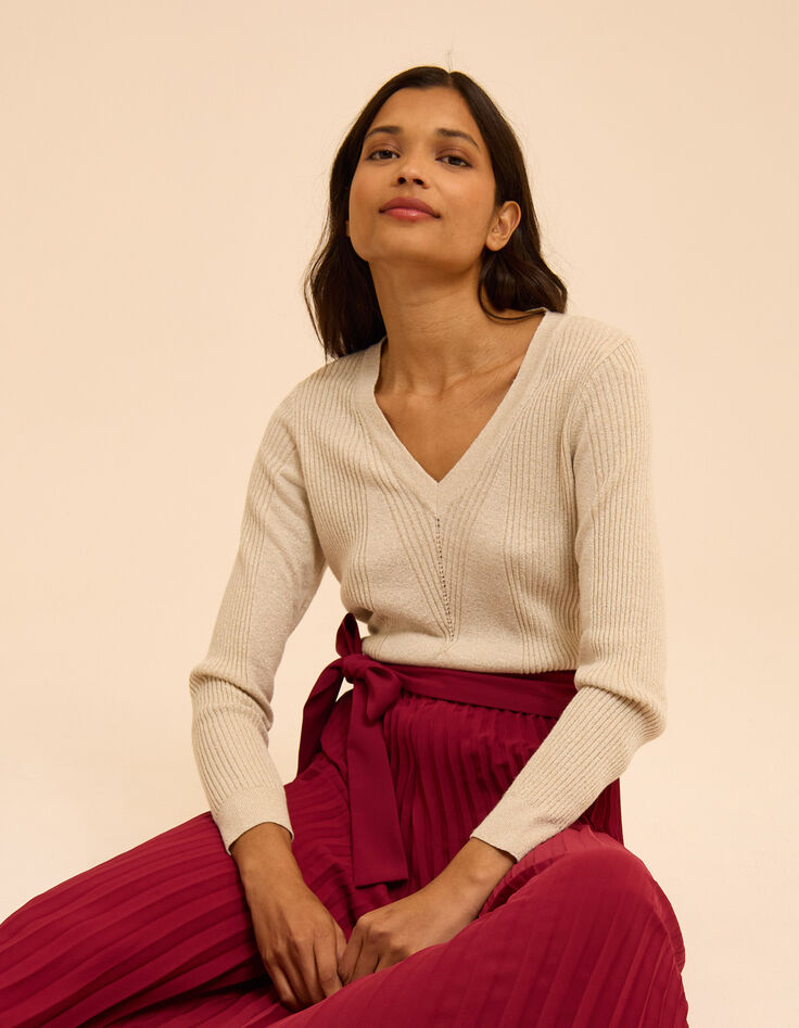 Gold lurex rib knit sweater I.Code-3