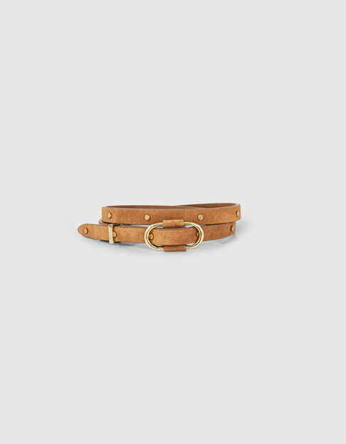 I.Code fawn suede studded belt
