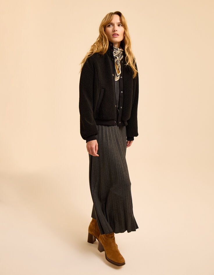 I.Code black sherpa jacket with high collar-6 I.Code black sherpa jacket with high collar-6