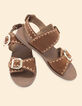 Sandales plates camel cuir velours brodé I.Code-6