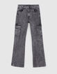 Ausgestellte schwarze Damen-Cargo-Jeans in Washed-Optik -6