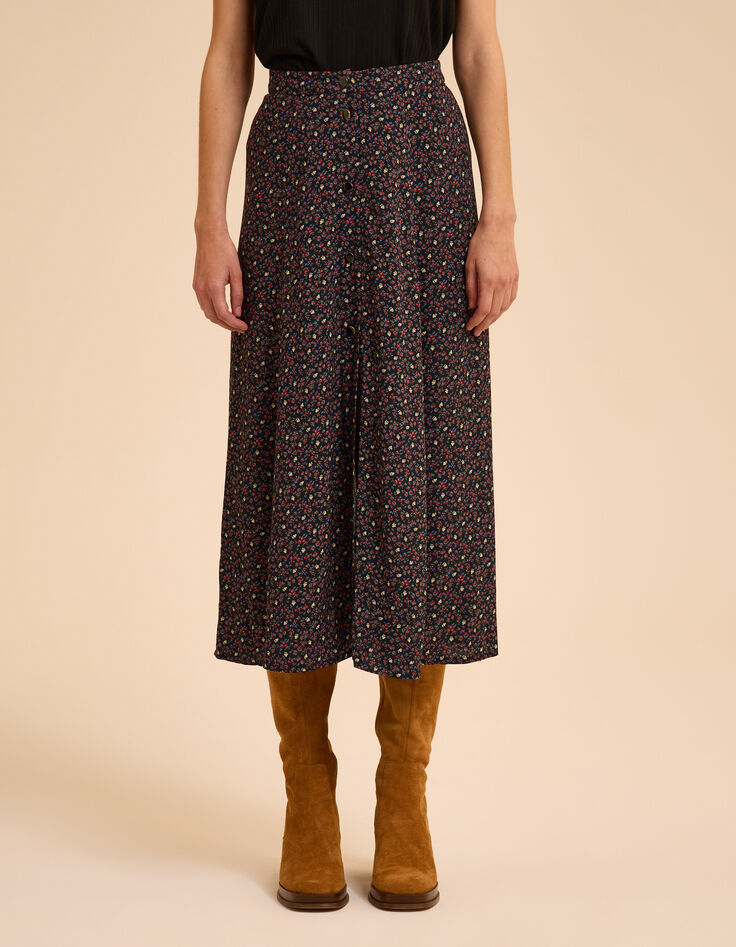 Falda midi negra flores de invierno Margaux I.Code-3